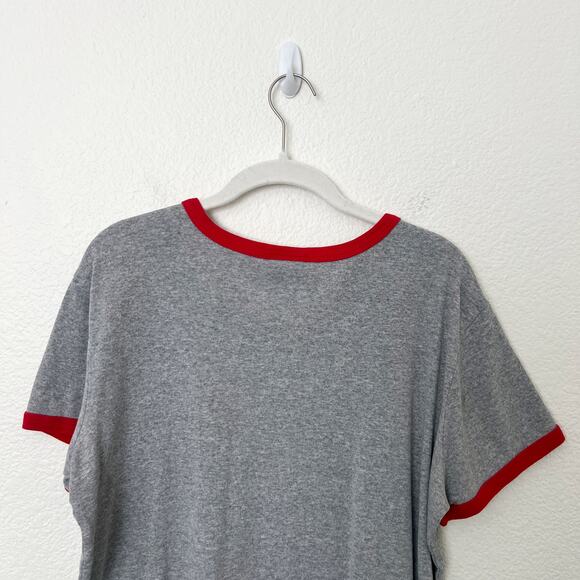 [Vintage] Y2K Disney Mickey Mouse Ringer Tee Short Sleeve Crop Crew Neck Sz XL - Picture 4 of 10